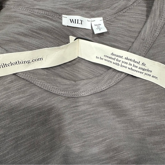 Wilt Asymmetrical Cotton Long Sleeve Tee Grey SZ Small NEW WITH TAGS Retail $128 - Picture 2 of 5